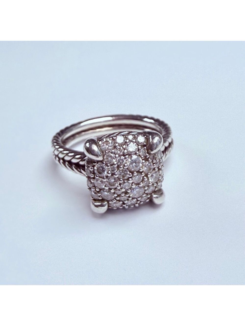 Authentic David Yurman Pave Diamond Chatelaine 925 Sterling Silver Ring $2300 - Picture 5 of 13